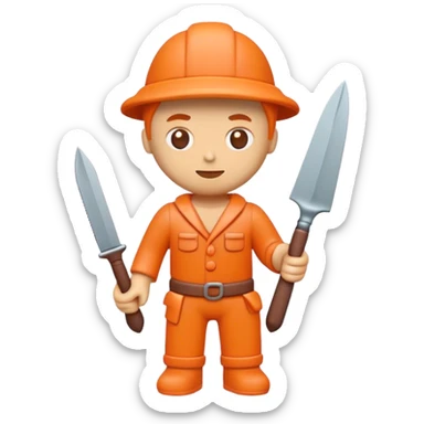 Clay figurine icon, small figure made of colorful modeling clay, sculpting tools like knife and shaping tools, minimalistic style, clean lines, transparent background. sticker