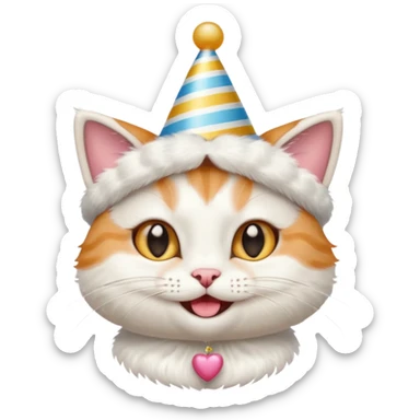 happy bride cat wearing a birthday hat sticker