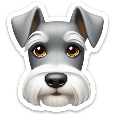 miniature schnauzer that is gray and white with brown eyes sticker