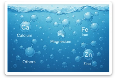 focus sull'acqua a tutto schermo e i micronutrienti contenuti in essa sticker