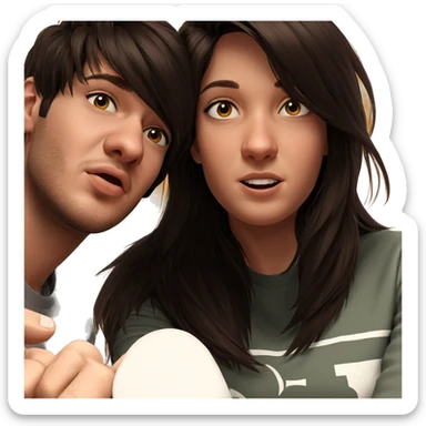 realistic portrait of girl and boy sticker