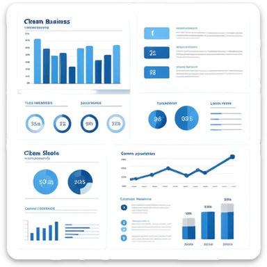 Clean business slide template with key points and visual elements sticker