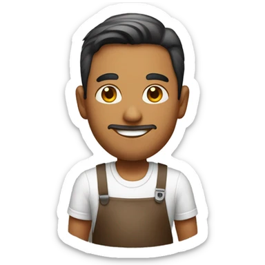 male barista with apron sticker