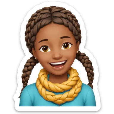 black girl with 2 braids crossing wrapping dang around neck laughing  sticker