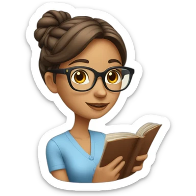 culina smart girl with reading glasses sticker