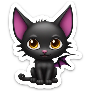 Black-Vampire-Batty-Cat-Fakémon-Cat With Bat-wings as ears  sticker