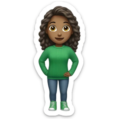 Girl in green sweater sticker