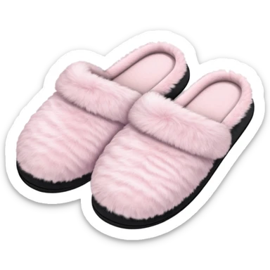 Powder pink fluffy slippers sticker