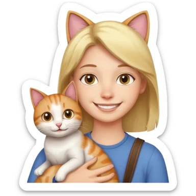 person with cat on their shoulder sticker