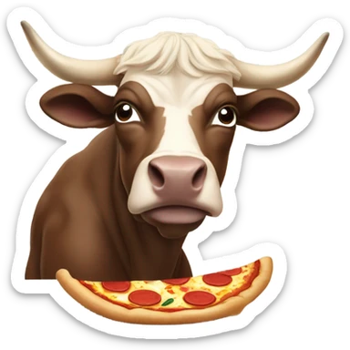Taurus bull eating pizza sticker