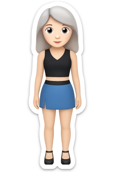 Change hair color to silver, keep all other features the same, in emoji style with no background. sticker