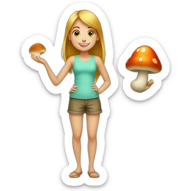 Fille qui met un doigt de pied dans un champignon sticker