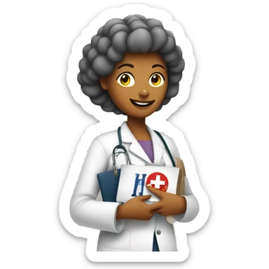 Lady with a Medicare sign in one hand and a Harris sign in the other  sticker