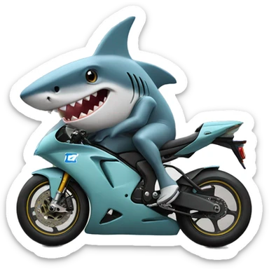 Shark on a sports bike sticker
