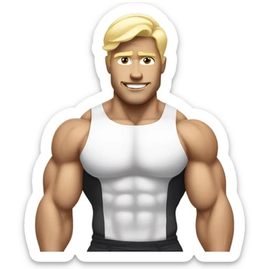 hyper muscular white bodybuilder with blonde hair sticker