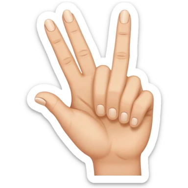 hand with thumb, index finger, and middle finger sticking up sticker