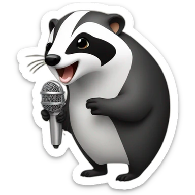badger singing with microphone sticker