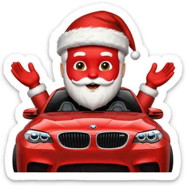 Santa with surprise,surprise is black bmw m 5 sticker