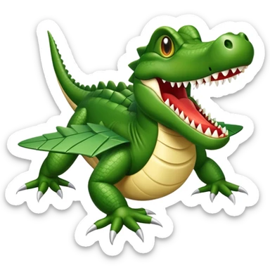 Un cocodrilo en forma de un avion de guerra con la cara de un cocodrilo sticker