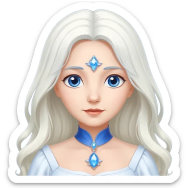 Good Witch of the North from the Wizard of Oz with long white hair, blue eyes, white outfit sticker