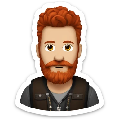 Baltic German Russian Métis Country Punk Guy, Black Auburn Hair, Close Trimmed Red Beard sticker