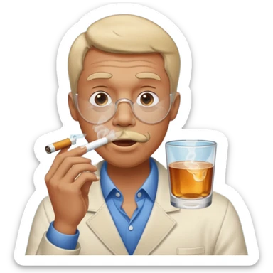 Man smoking from glass pong , the pong in his mouth (like this pong ⚗️) sticker