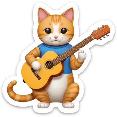 cat playing guitar, minimal, bold, website icon sticker