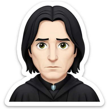 Severus Snape with black hair, hooked nose, dark eyes, wearing black robes sticker