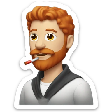 Man with short red head and a very small beard smokes hookah sticker