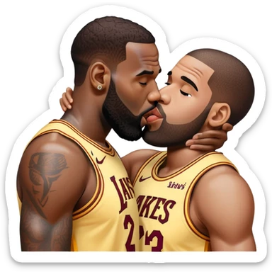lebron kissing drake  sticker