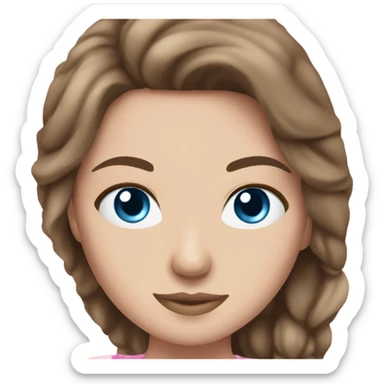 white girl blue eyes brown hair pink dress very pretty sticker