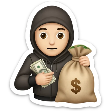 robber with sack of money sticker