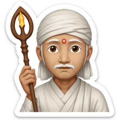 Shirdi Sai Baba holding a staff, peaceful expression sticker