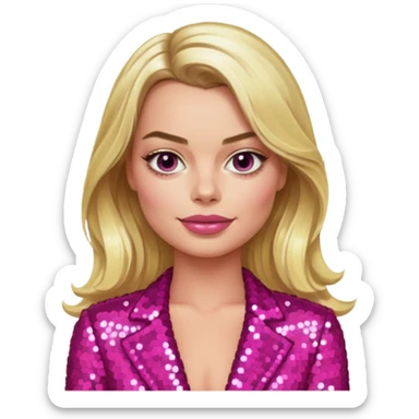 Maggot Robbie with long blonde hair, dark pink sequin outfit sticker