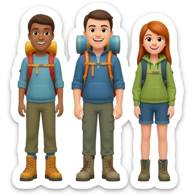 three startup team members wearing hiking boots and rucksacks sticker