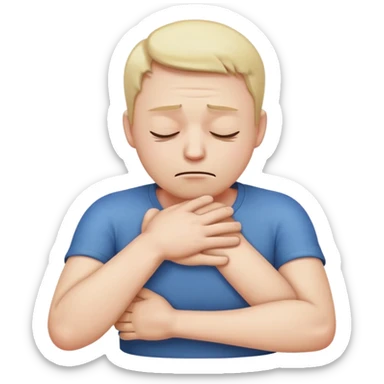 make an emoji with a man’s arms crossed and choking himself with his face strained and eyes closed sticker