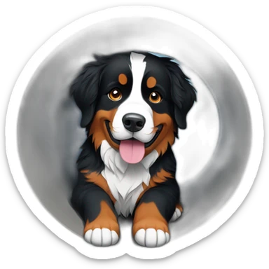 bernese mountain dog through a tunnel sticker