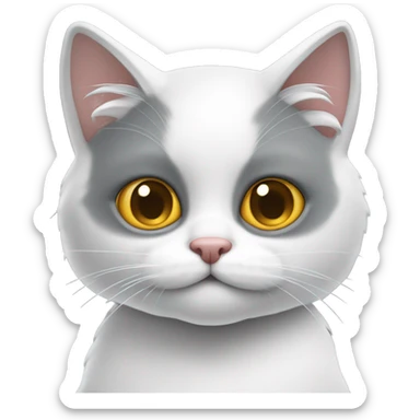Gato blanco con dos manchitas grises sólo encima del ojo sticker