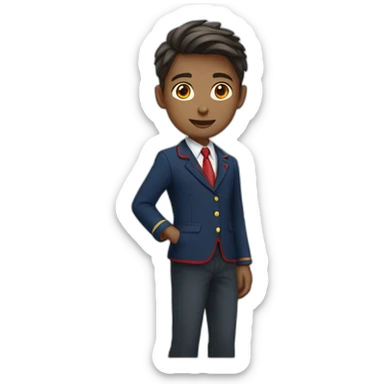 animated student wearing a school uniform, red vest inside a navy blue blazer sticker