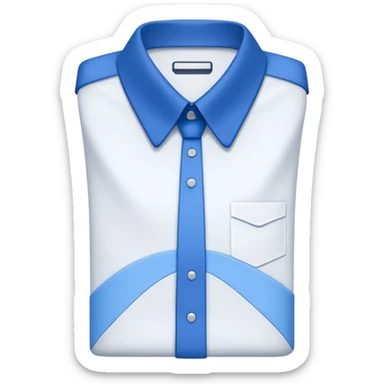 white shirt with blue collar, folded neatly sticker