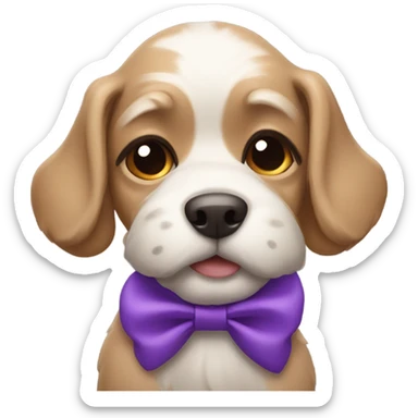 A dog with a purple bow sticker