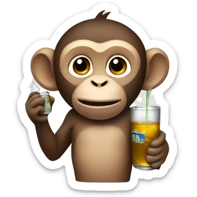 A monkey drinking sticker