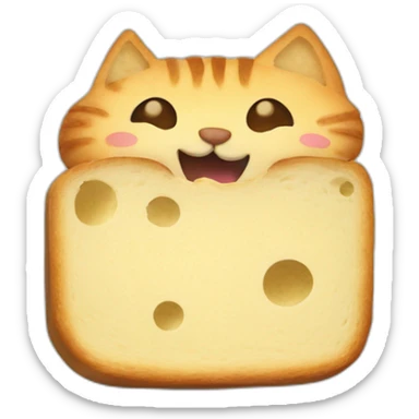 Un chat qui tartine une tranche de pain sticker