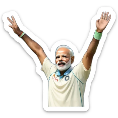 narendra modi in blue indian cricket team jersey doing cristiano ronaldo's celebration 'siuuu' sticker