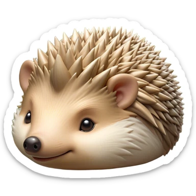 Beautiful and Majestic Hedgehog Portrait Emoji, Head and body resting in serene repose with a gentle, content smile, showcasing a delicately spiky yet soft body with eyes gently closed in peaceful slumber, Simplified yet exquisitely endearing features, highly detailed, glowing with a soft, drowsy forest light, high shine, relaxed and utterly enchanting, stylized with an air of timeless woodland majesty, soft glowing outline, capturing the essence of a beautiful and majestic hedgehog that embodies the serene charm of nature! sticker