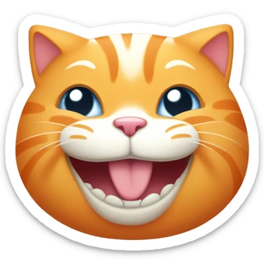 a cartoon fat orange cat smiling with all teeth sticker