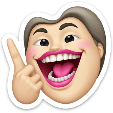 not like this. 🤘 flip this emoji and put it in front of the mouth sticker
