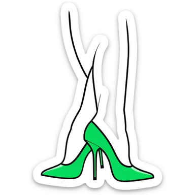 women's high heels green sticker