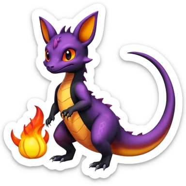 Shiny Cute Spooky Salandit-Umbreon-Charmeleon-Fakémon-hybrid-creature (full body)  sticker