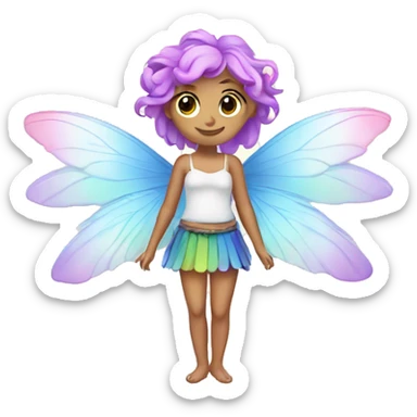 Fairy with rainbow hair and wings Caucasian  sticker